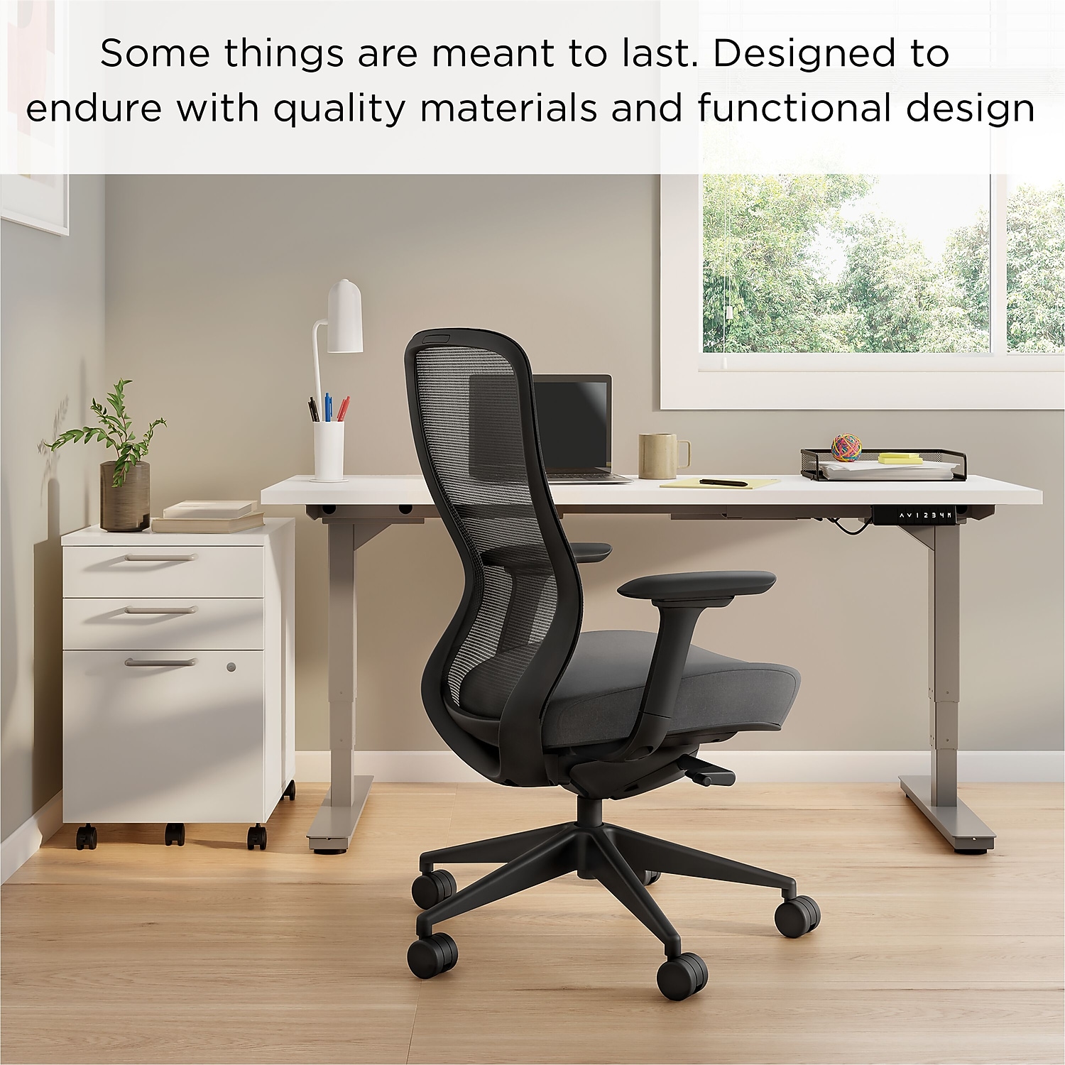 Staples Union & Scale Workplace2.0 Ergonomic Ayalon Mesh Back Fabric Task Chair Black/Gray (UN59409)