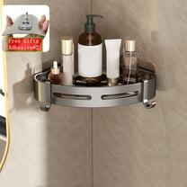 Bxaolu 1-Tier Corner Shower Shelf No Drilling Bathroom Shelves Shower Caddies Adhesive Bath Corner Shelf Wall Mounted Bathroom Shower Caddy Organizer - Grey