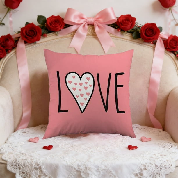 Funda de cojín decorativa en forma de corazón | Funda de cojín de tela de lino para sofá | Decoración festiva para el hogar, ideal para sala de estar y dormitorio