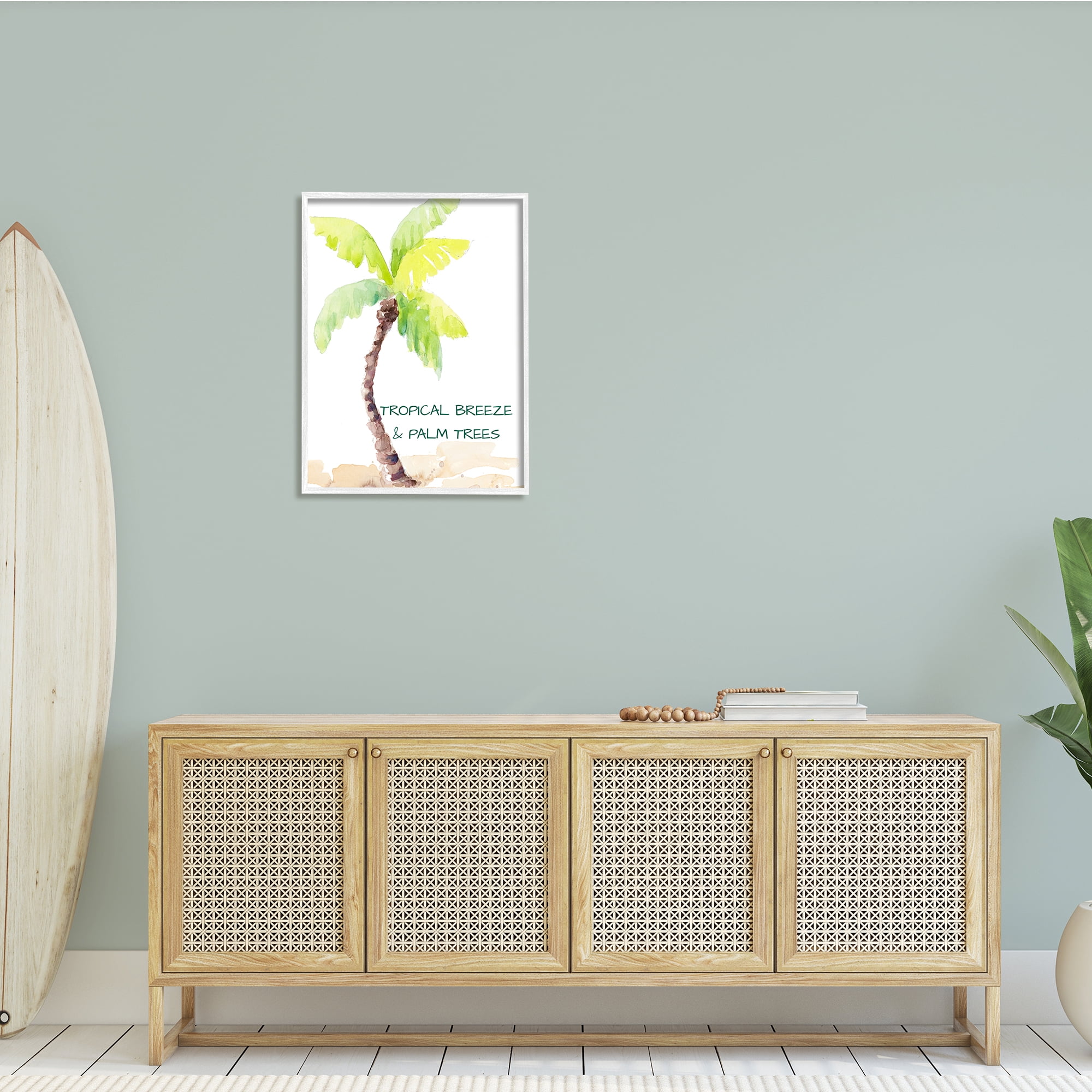 Stupell Indtries Tropical Breeze & Palm Trees Phrase Soft Beach,24 x 30,Design by Lanie Loreth