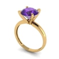 thumbnail image 2 of Solitaire Engagement Ring for Women - 2.5ct Natural Amethyst in 18K Yellow Gold Promise Ring, 2 of 6