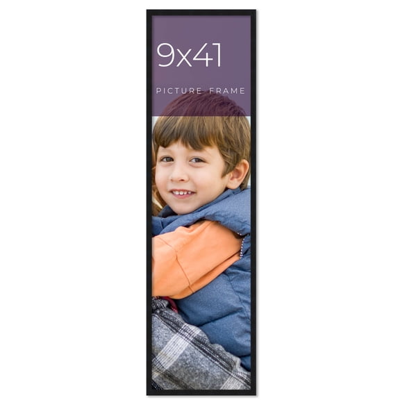 9x41 Frame Black Real Wood Picture Frame Width 0.75 inches | Interior Frame Depth 0.5 inches | Noir