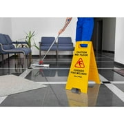 Alpine Industries 24 Caution Wet Floor Sign, Multi-Lingual, Yellow
