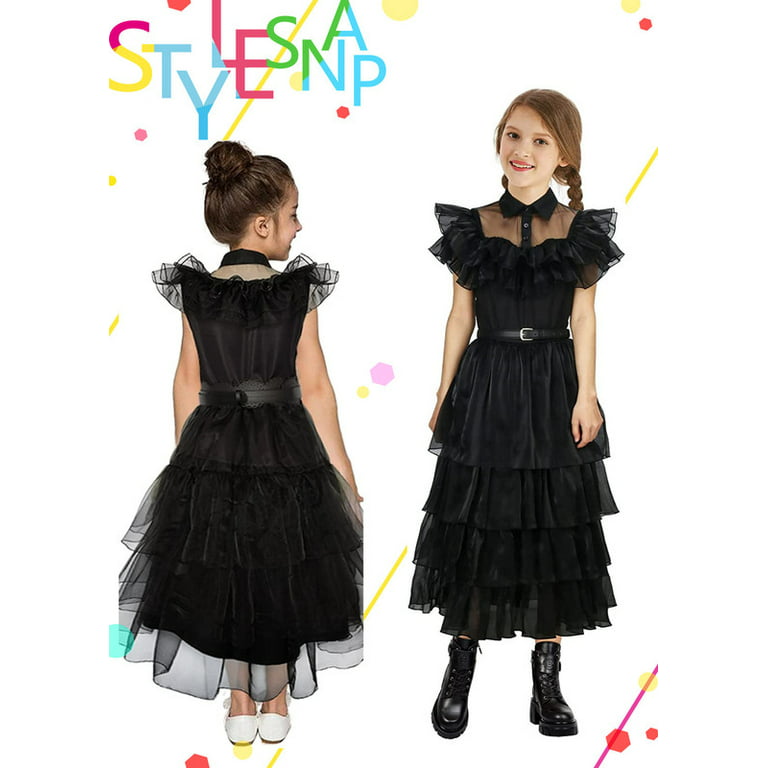 Wednesday Addams Cosplay Wednesday Costume Kids Dress Girls Halloween Outfit