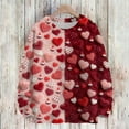 thumbnail image 2 of Nokdvo Women Sweatshirts Fashion 2025 Valentine's Day Heart Graphic Crewneck Tops Fall Winter Casual Knit Loose Pullover Sweatshirts,Wine M, 2 of 4