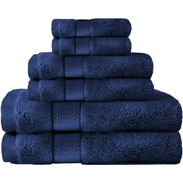 Canadian Linen Navy Blue Premium Bathroom Towel Set 6 Pack 2 Pack 26 x52 500 GSM Bath Towel 2 Pack Hand Towel 16x27 2 Pack Wash Cloths 12x12