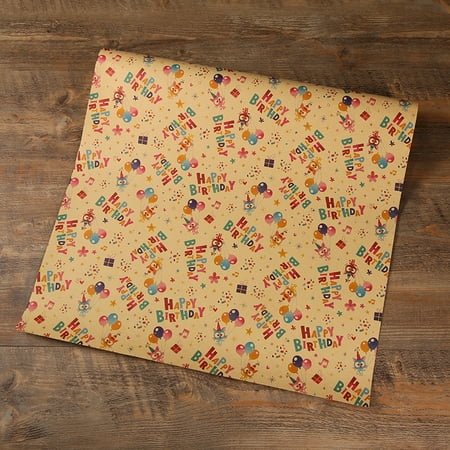Birthday Wrapping Paper for Kids Girls Women Boys Men, 10 Sheets Kraft Brown Recycled Gift Wrapping Paper 4 Styles "Happy Birthday" Balloons Rainbow Stars Precut 20" X 28" Folded