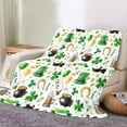 thumbnail image 3 of St Patricks Day Throw Blanket, Clovers And Shamrocks Design Super Soft Flannel Fleece Blanket, Green Gnome Leaf Saints Blanket Decorations For Bed Couch Living, St. Patrick's Day Blanket, 3 of 6