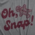 thumbnail image 2 of Womens Oh Snap T Shirt Funny Xmas Gingerbread Cookie Broken Leg Tee for Ladies Womens Graphic Tees, 2 of 9