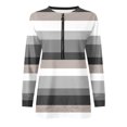 thumbnail image 4 of FNFYFH Half Zip Sweatshirts for Women Fashion Striped Pullover Loose Fit Long Sleeve Crewneck Tunic Sweatshirt 2025 Zipper Tops Shirts Red XXL, 4 of 5
