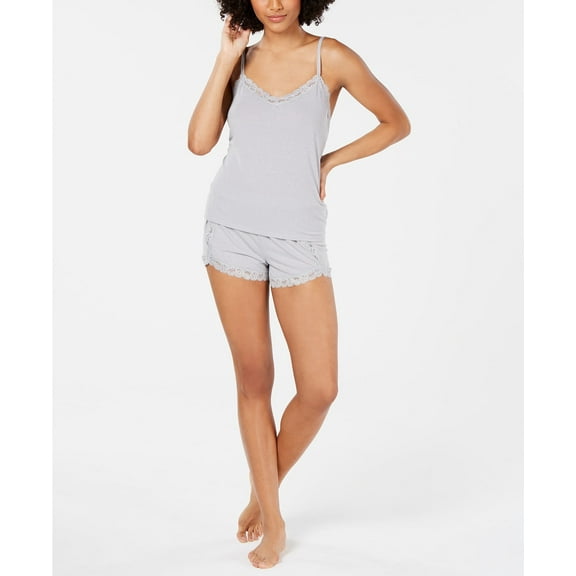 INC International Concepts Women's 2pc Sleep Set Camisole and Shorts Sterling, Gray Sparkle, XX-Large