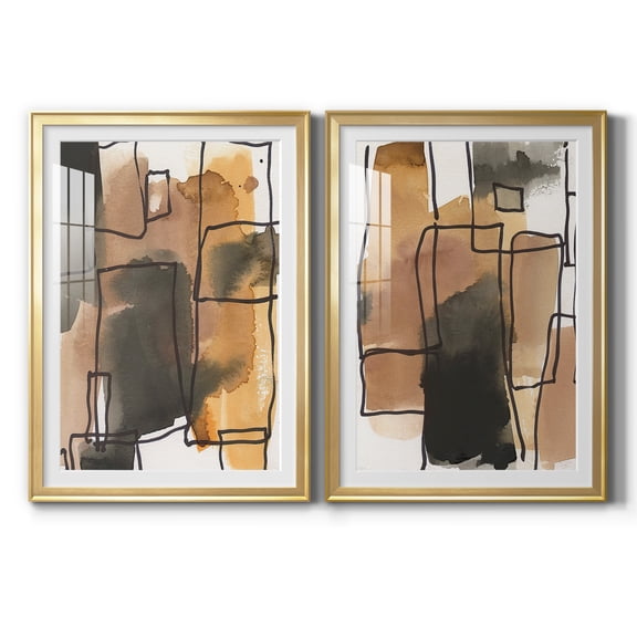 Wexford Home Retro Vibe I Premium Framed Print, 30.5" x 42.5" - Ready to Hang, Gold (Set of 2)