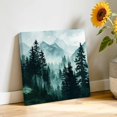 thumbnail image 3 of Canvas Wall Art, Dark Green Forest Framed Canvas Prints for Living Room Bathroom, Nature Foggy Mountain Pine Tree Gallery Wrapped Wall Decor for Home Office, Gifts, 12"x12" Ship Next Day, 3 of 9