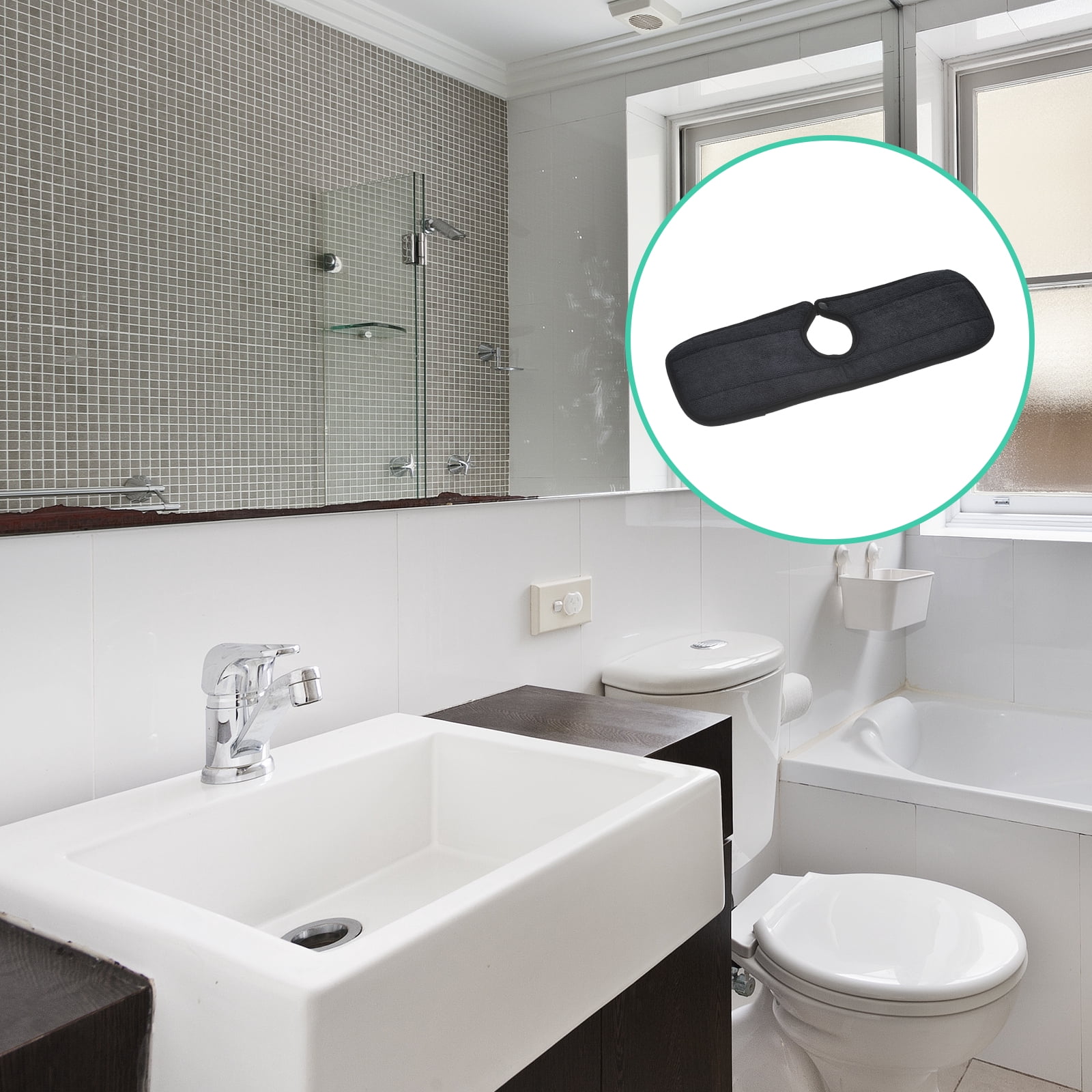 Unique Bargains Kitchen Sink Splash Guard Microfiber Mat Drip Catcher 14.96"x5.12" Black