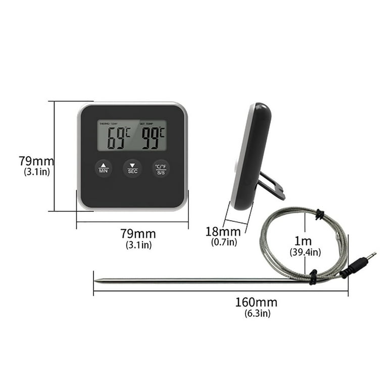 Digital Kitchen Timer with Meat Thermometer Probe - Eddingtons