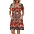 thumbnail image 5 of Weiqiqre Athletic Dress for Women Casual A-Line Dresses with Pockets Summer Floral Tshirt Dress Short Sleeve Mini Dress Flowy Sundresses, 5 of 7