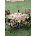 thumbnail image 4 of Outdoor Tablecloth with Umbrella Hole for Patio/Picnic/Party/Camping, Orange Yellow Botanical Waterproof Table Cloth Square Cover Washable, Rustic Country Spring Floral Summer Leaf (54"x 54"), 4 of 8
