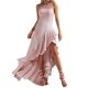 thumbnail image 1 of Vestido formal Tsukko Atractivo con volantes asimétricos y lentejuelas rosa, 1 of 5