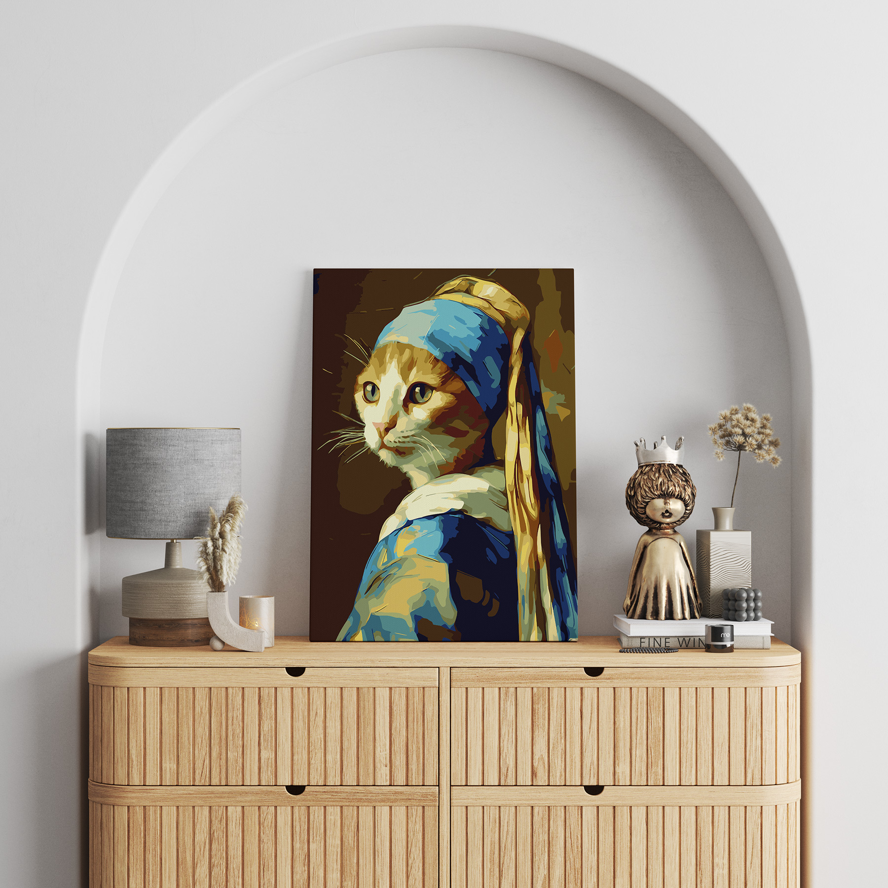 NiArt Paint by Numbers Kit 16"x20" Pearl-Earring Cat photo 7