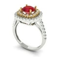 thumbnail image 2 of 1.615 ct Round Cut Simulated Pink Tourmaline with Simulated Diamond Halo Accents 18K White/Yellow Gold Womens Engagement Ring, 2 of 5