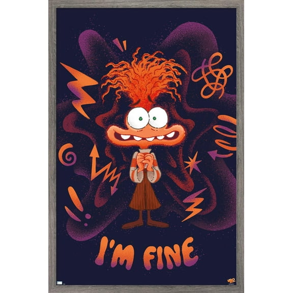 Disney Inside Out 2 - Anxiety I'm Fine Wall Poster, 22.375" x 34" Framed