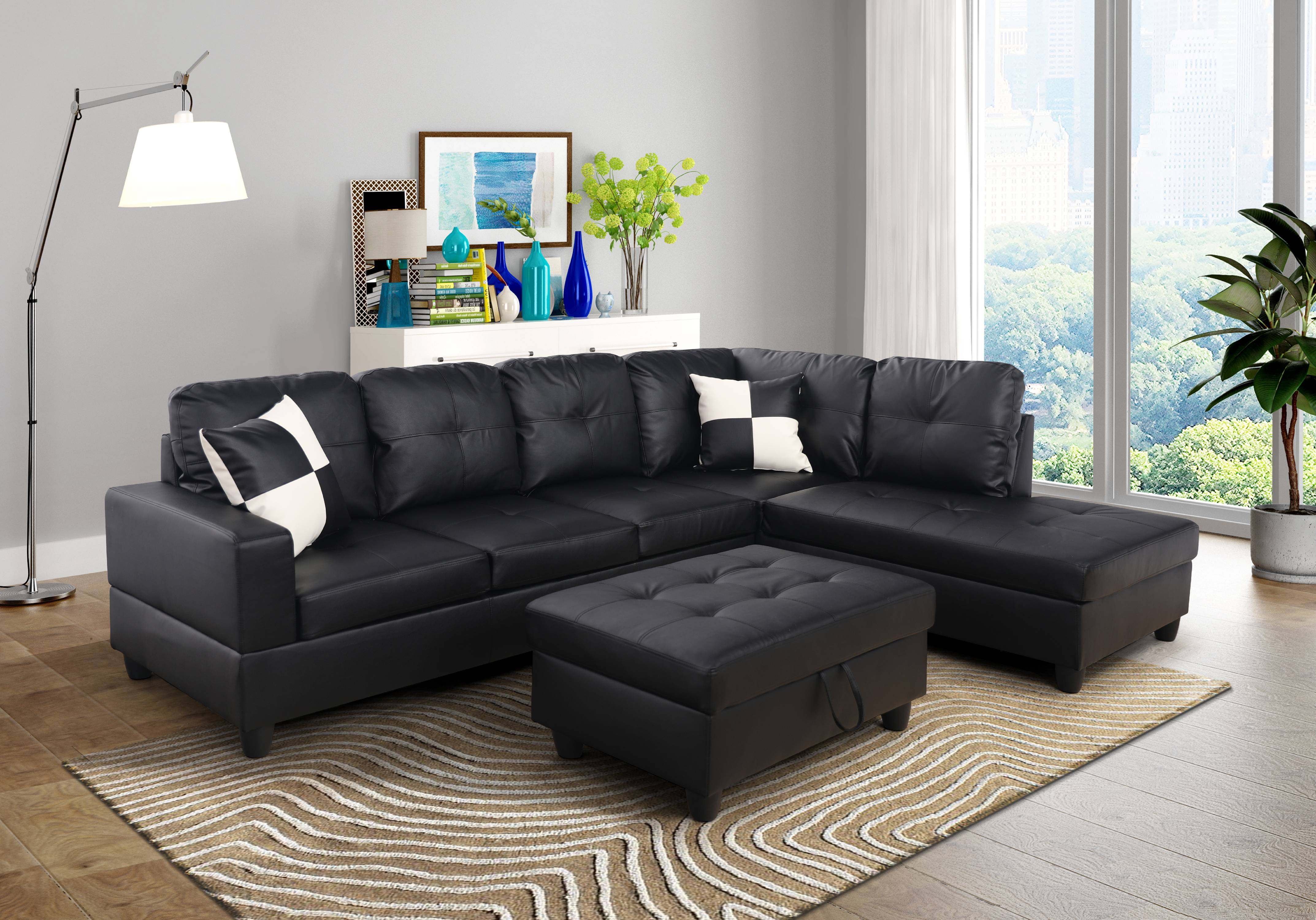 black leather sofa set cost