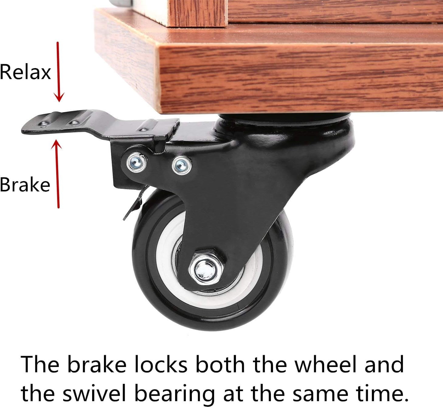 Locking Polyurethane Caster Wheel with 1.5" Rotation on Swivel Stem for Carts, Furniture, Trolley, Workbench, 4 Pack(Threaded Stem: M8*25mm) - DKSFJKL