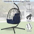 thumbnail image 4 of Egg Chair with Stand, Patio Wicker Hanging Chair, Egg Chair Hammock Chair with UV Resistant Cushion and Pillow for Indoor Outdoor, Patio Backyard Balcony Lounge Rattan Swing Chair, JA2832, 4 of 9