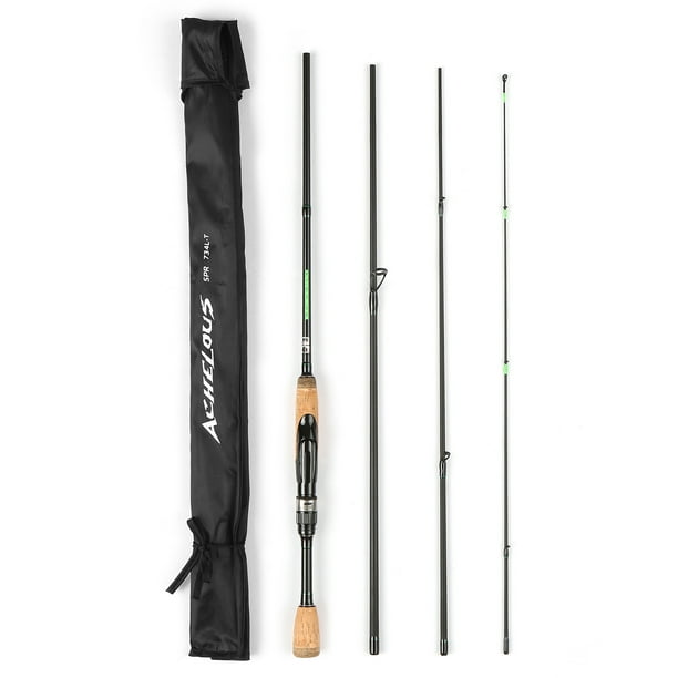 Portable Travel Spinning Fishing Rod Lightweight Carbon Fiber 4 Pieces