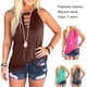thumbnail image 3 of Guardurnaity Camiseta sin mangas con cuello halter de color liso para mujer Prendas para la parte del cuerpo Rosa roja L, 3 of 6