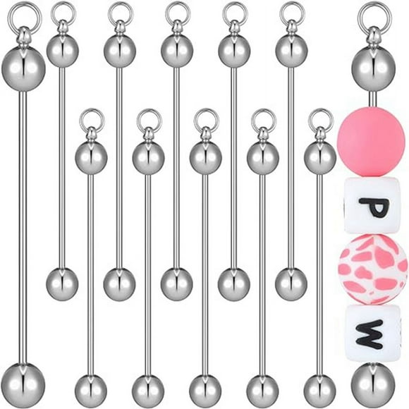 Beaded Key Chain Blank Beaded Keychain Making Supplies Beaded Metal Bar Chain for Pendants DIY Crafts Jewelry