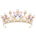 thumbnail image 1 of Tiaras de princesa para niñas, corona dorada con accesorios para el cabello de mariposa, perlas y diamantes de imitación, diademas, 1 of 5