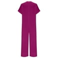 thumbnail image 6 of Uaswgudfs Women's 2025 Summer Cap Sleeve Jumpsuits Deep V Neck Button Onesie Wide Leg Pants Rompers Hot Pink M, 6 of 6