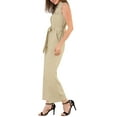 thumbnail image 4 of MODA NOVA Juniors Ankle Tie Waist Workwear Button Front Sleeveless Jumpsuit, 4 of 6