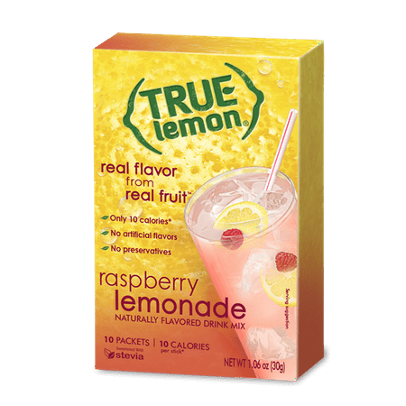 Green Lemon Flavor 6 Packets - (12 Pack) True Lemon Drink Mix, 1.06 Oz, Raspberry, 10 Packets, 1 Box