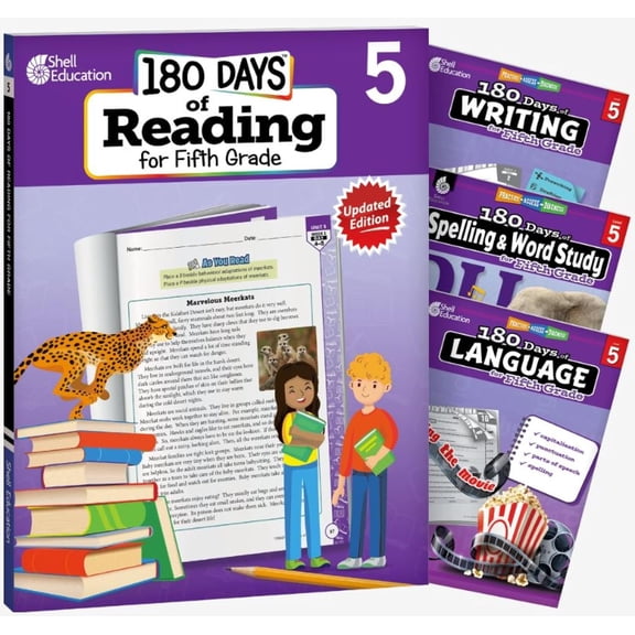 180 Days™: Reading 2nd Ed, Writing, Spelling, & Language Grade 5: 4-Book Set