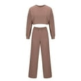 thumbnail image 3 of XFLWAM 2 Piece Outfits for Women Sweatsuit Oversized Long Sleeve Crop Sweatshirt Casual Fall Sets Solid Color Cozy Tacksuit Set, 3 of 5