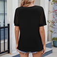 thumbnail image 3 of Casual V Neck T Shirts For Women Summer Fashion Tops Lace Short Sleeve Business Loose Trendy Blouses Women Undershirt Neck Tee Shirt Solid Color Tops Women Woman Lose Shirt Womens Long Sleeve, 3 of 4