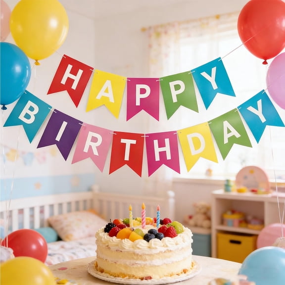 Happy Birthday Banner Paper Pennant Flag with Hot Stamping Letters for Birthday Party Decorations