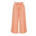 thumbnail image 6 of Women's Wide Leg Capri Pants Cropped Palazzo Summer Beach Vacation Casual Pants with Pockets Drawstring Orange XL(XL), 6 of 6