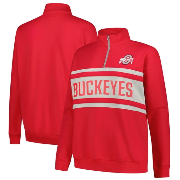 Women's Fanatics Scarlet/Gray Ohio State Buckeyes Plus Size Quarter-Zip Pullover