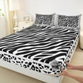 thumbnail image 3 of Feelyou Modern Zebra Print Full Size Sheets for Teen, Black White Bowknot Bed Sheets, Fashion Cheetah Leopard Sheet Sets, Ultra Soft Bedroom Decor, 4pcs, 3 of 7