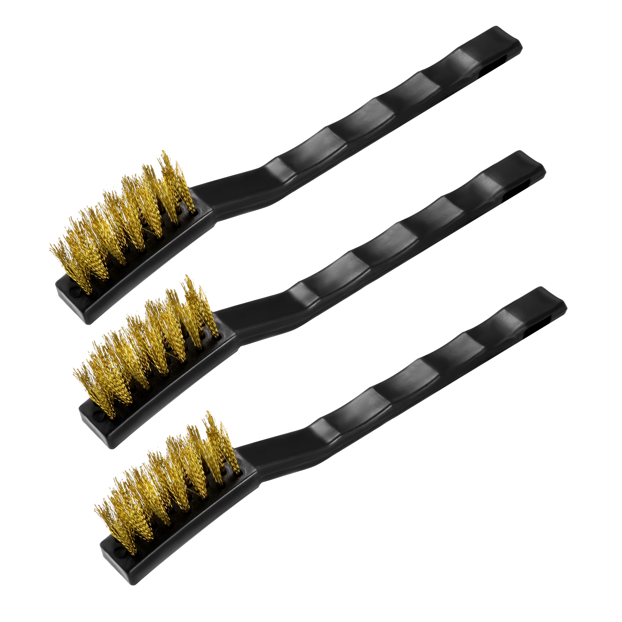 Brass Bristles Wire Brushes Plastic Black Nonslip Handle for Cleaning