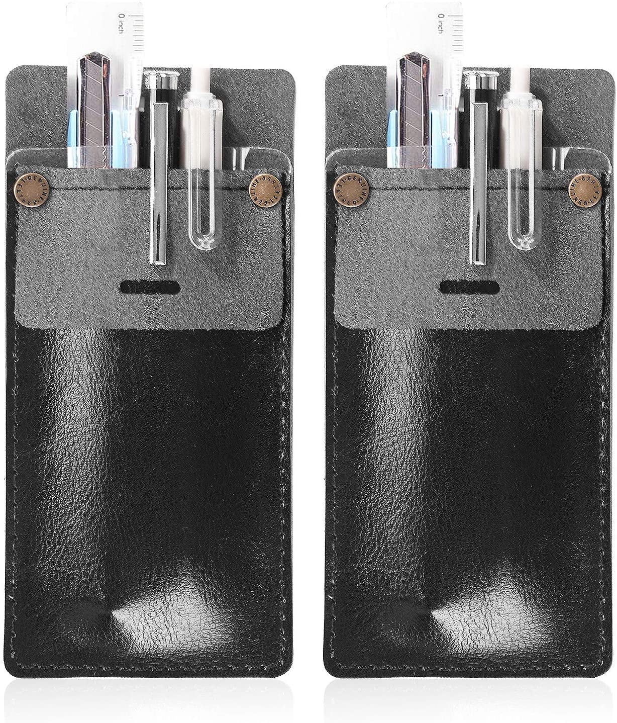 CRIPOP 2 Pack Leather Pocket Protectors,Pen Holders Pencil Holders for