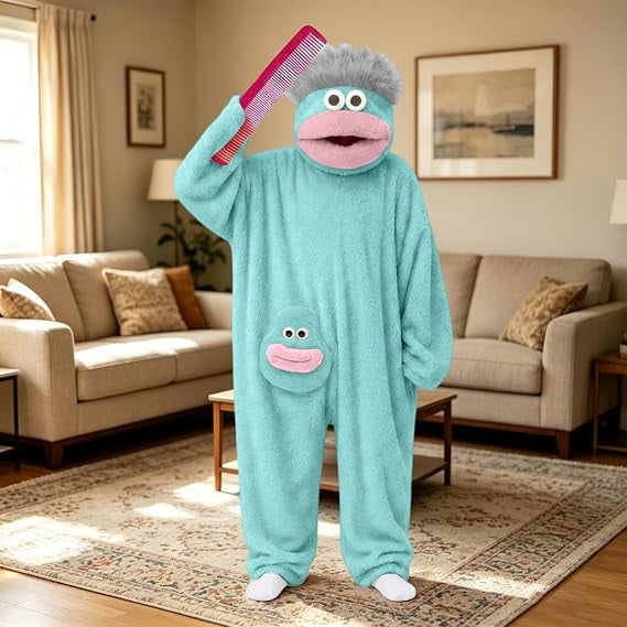 Big Mouth Monster Onesie,Funny Monster Onesies,Interesting Monster Jumpsuit,Cozy Home Loungewear,Soft Fabric,Long,Pajama Party & Cozy Sleepwear Gift
