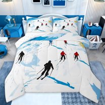 Castle Fairy Winter Skiing Twin Comforter Sets,Extreme Sport Bedding Set,Blue Bedding Set