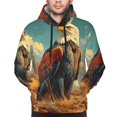 thumbnail image 4 of KLL Western Desert Cactus Bald Eagle Print Mens Hoodie Long Sleeve Casual Pullover Hooded Sweatshirt Fashion Drawstring Hoodies with Pocket-3X-Large, 4 of 6