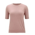 thumbnail image 5 of Divhosrg Merino Wool Short Sleeve Sweater for Women, Crew Neck Short Sleeve Sweater for Women, Soft Pullover Sweater Light pink Sweater for Women XL, 5 of 8