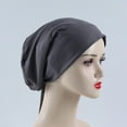 thumbnail image 1 of Women's Muslim Elastic Band Ethnic Hijab Solid Color Adjustable Small Cap Tube Cap Wrapped Turban Cap Lace Up, 1 of 3