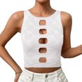 thumbnail image 1 of Camiseta sin mangas con recorte frontal, camiseta sin mangas ajustada con ombligo expuesto, parte delantera hueca, camiseta sin mangas de punto para mujer, citas, 1 of 6